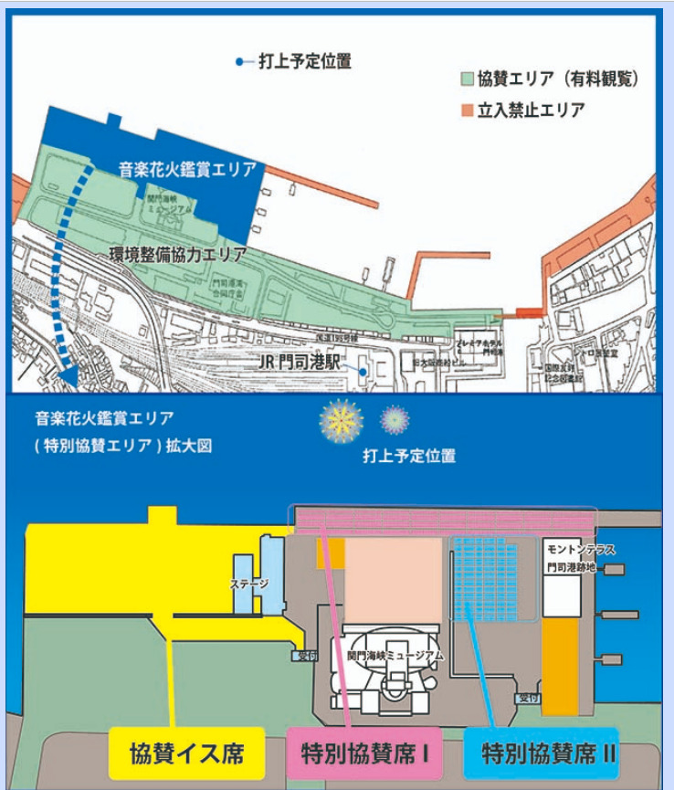 関門海峡花火大会2022無料の穴場スポット3選！有料席チケットや屋台・駐車場についても